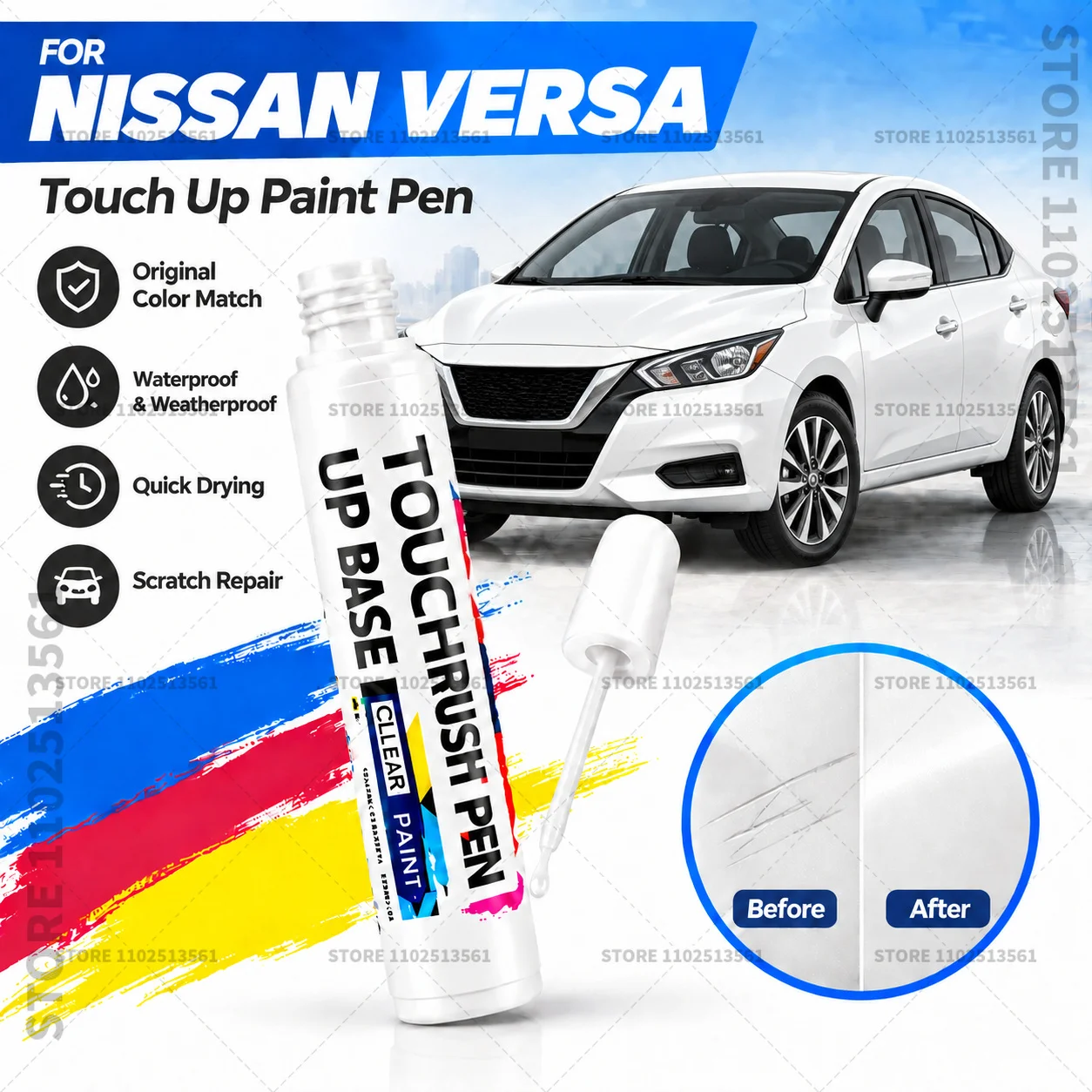 Automotive Touch Up Paint Pen Scratch Repair Marker for Car Body Bumper Door Paint Restoration Accessories For Nissan Versa Blue