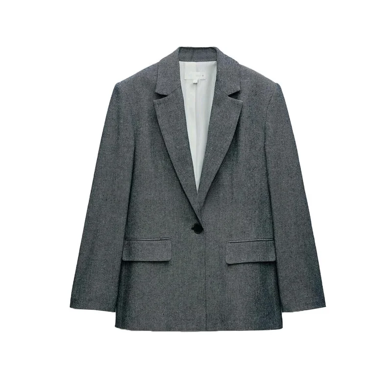 

Spring New Arrival Women's Commuter Sle oulder Pad Straight Leg Suit Jaet Long Sve Notch Collar Classic Fit