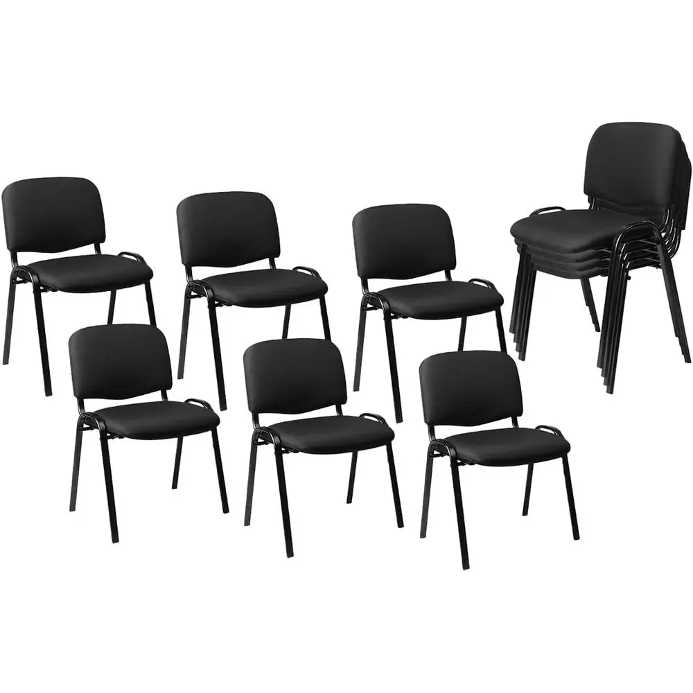 

10 Pack Stackable Waiting Room Chairs - Black Fabric with Thickened Seat and Back Cushions for Conference Rooms