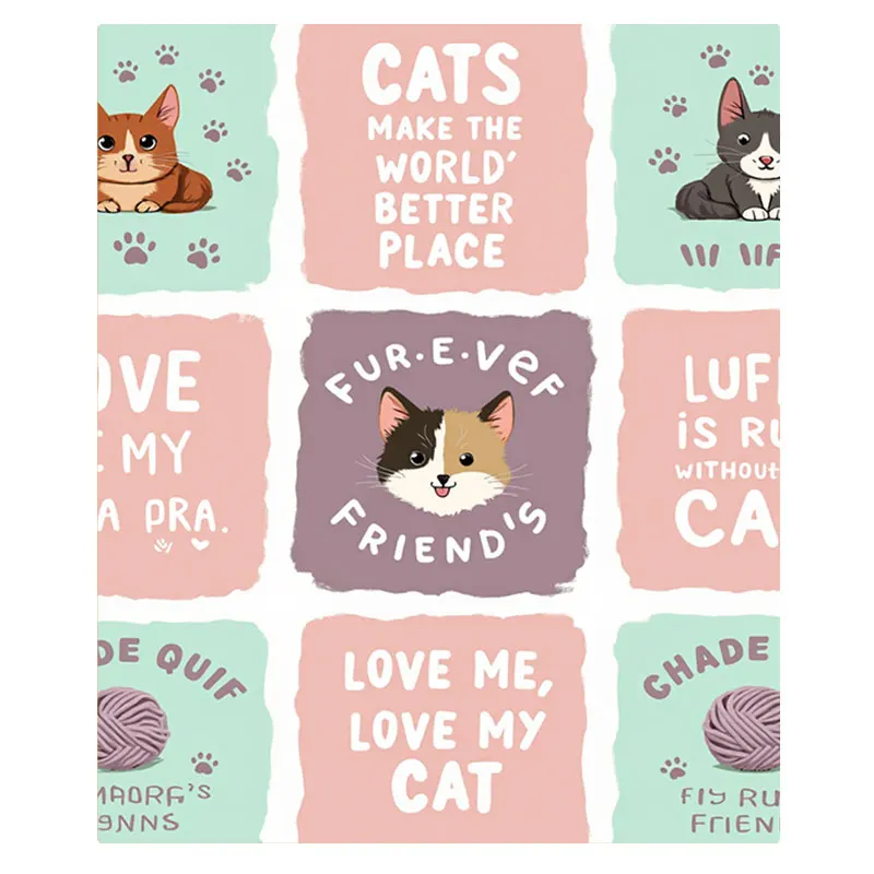 1 قطعة بطانية الفانيلا "بطانية اقتباسات القط اللطيفة-رمي ناعم ومريح لمحبي الحيوانات الأليفة"