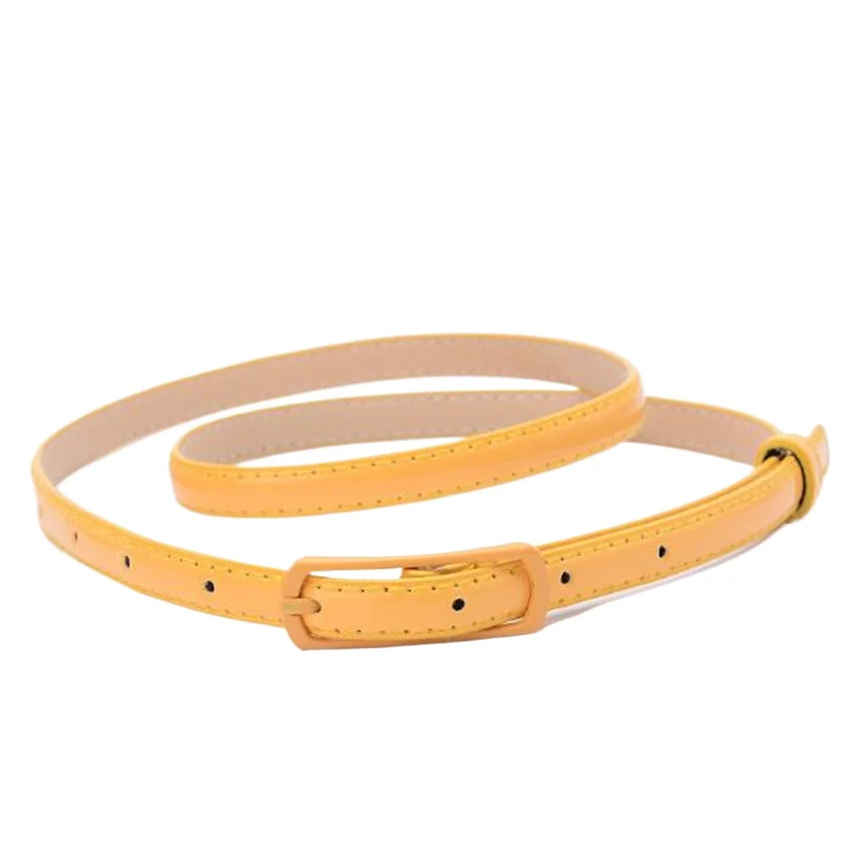 

Yellow Thin Leather Women Belt Pin Buckle Belt for Dresses Ladies Purple Ladies Fashion Belt Female Strap Blue White Red Black