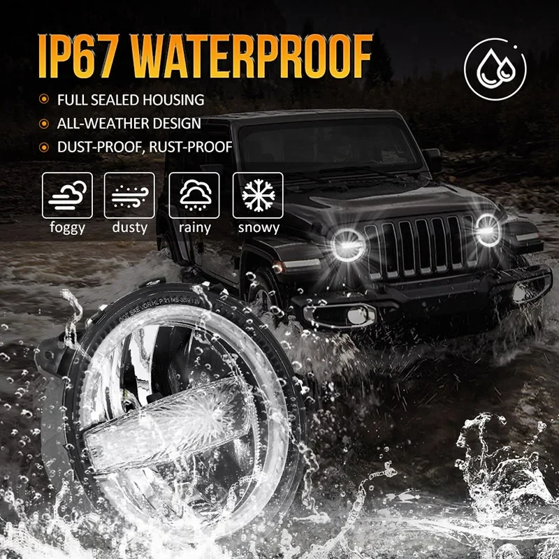 زوج 9 بوصة سيارة LED المصابيح الأمامية لسيارات جيب رانجلر JL-نموذج MS-SS9 DOT EMARK 2018 2019 2020 2021 2022 اكسسوارات السيارات الخفيفة