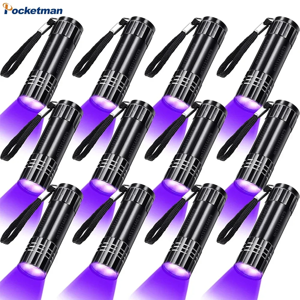 

1-12 PCS UV Flashlight 395nm Black Light Flashlights Ultraviolet Lamp Torch UV Light Detector for Pet Urine Stains