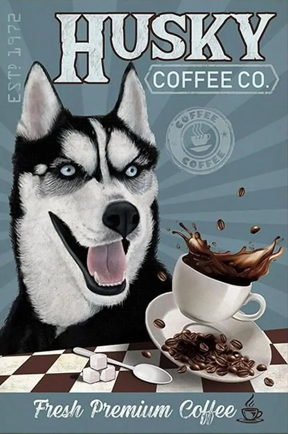 Tin Signs - Husky Dog Coffee Company Bathroom Living Room Dog Lover Aesthetic Room Decor Funny Tin Sign   for Home & Kitchen