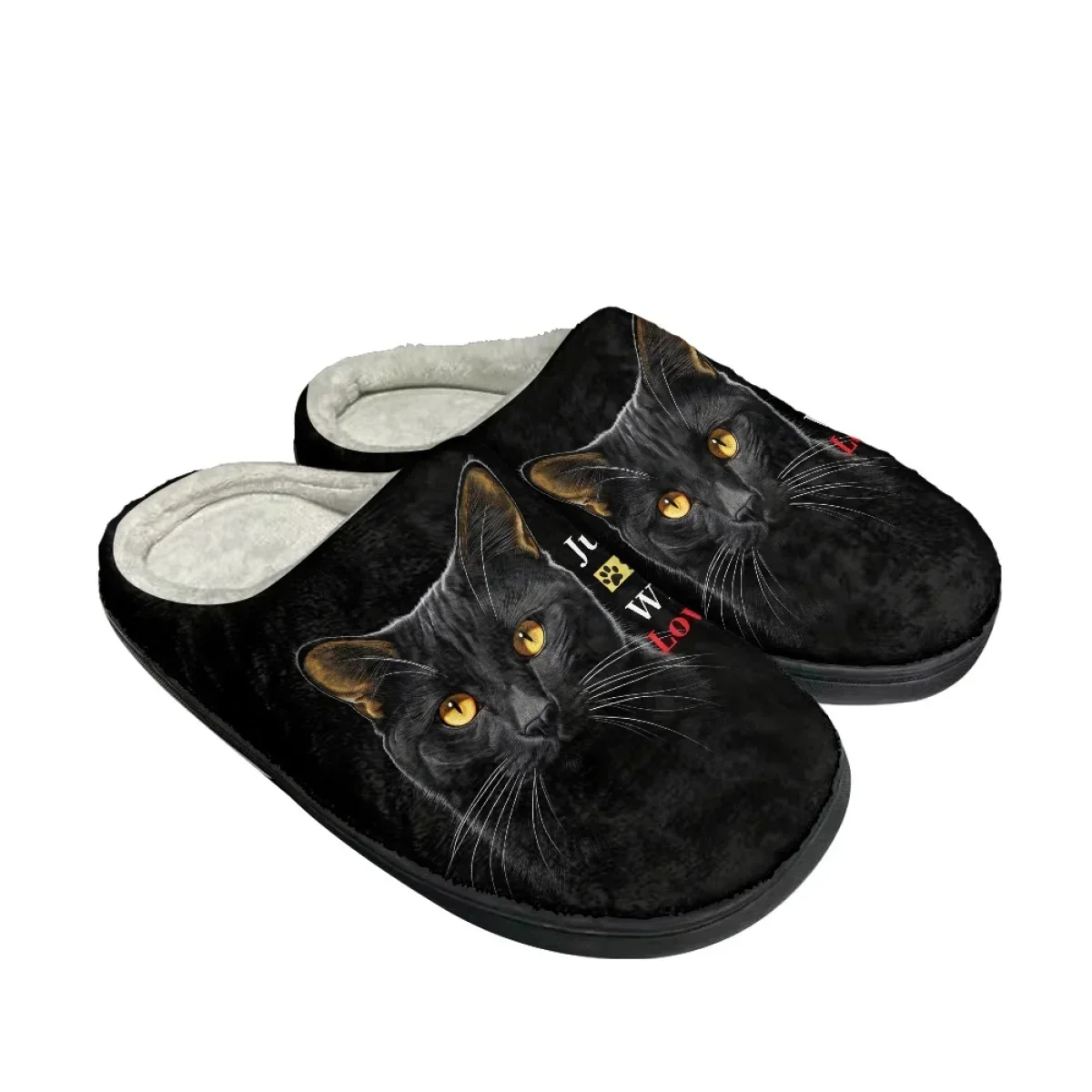 Fashion Black Cat Printed Women Cotton Slippers Non-slip Ladies Home Shoes Dropshipping Comfortable Flats Couples Slides Slipper - view 2