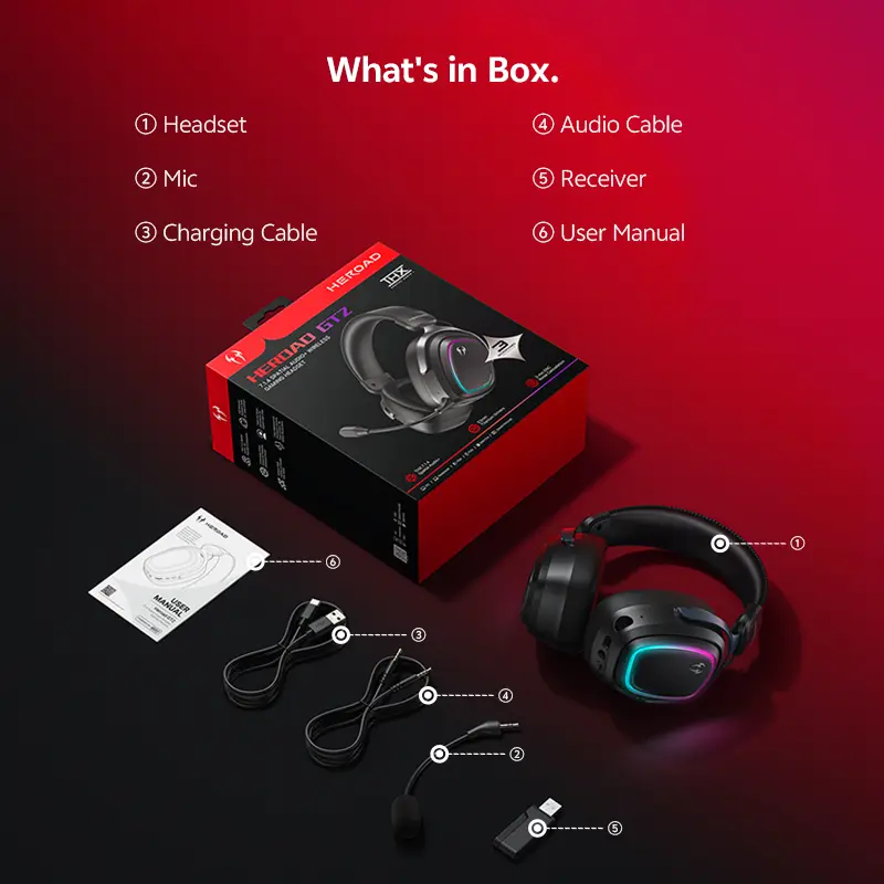 سماعات رأس للألعاب QCY Heroad GT2 H5GMA صوت محيطي THX+7.1.4 وضع ثلاثي RGB 3 ميكروفونات ENC سماعات أذن للكمبيوتر/PS5 - 6