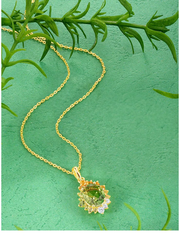 SANTUZZA Anhänger aus reinem 925er Sterlingsilber für Damen, funkelnder synthetischer grüner Spinell, farbenfrohe Geschenke für Hochzeiten und Partys, edler Schmuck – Detail 9