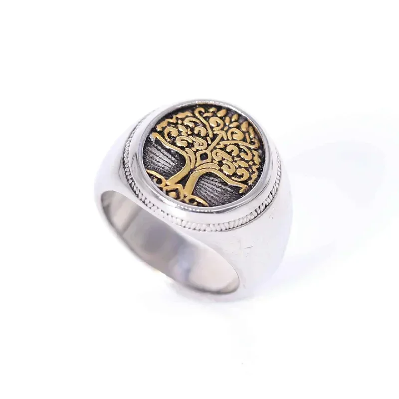 

Vintage Classic Nordic Mythology Celtic Knot Tree Of Life Signet Stainless Steel Ring Punk Hip Hop Jewelry Gift