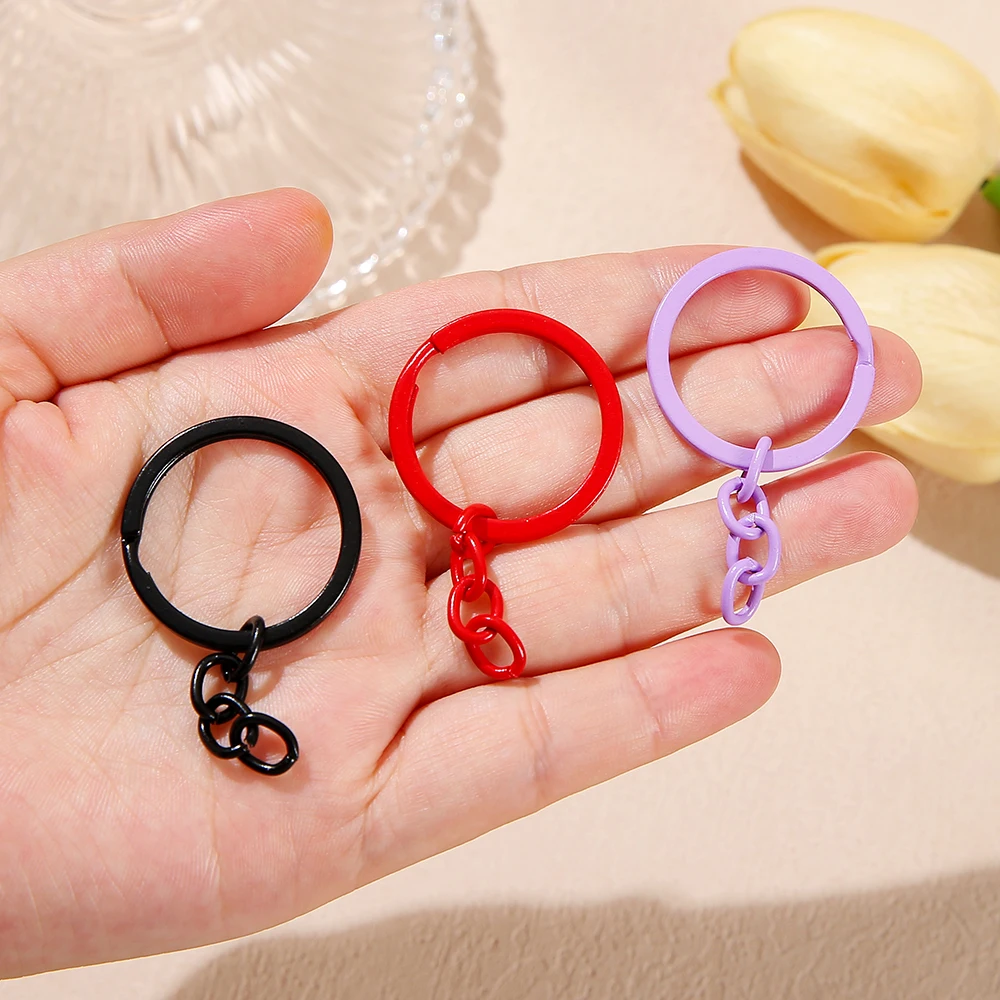 5pcs/lot 30mm šifrovací klíč prsten šifrovací klíč běžící pás 55mm dlouhé pestrý kolo rozseknout klíčenka keyrings pro DIY šperků vytváření zásoby velkoobchod