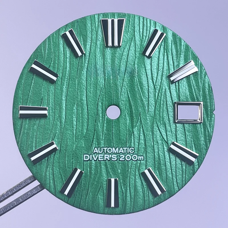 28.5mm S Logo Glacier Dial Fit NH35/NH36/4R/7S Movement Green Luminous High Quality Watch Modification Accessories Watch Dial