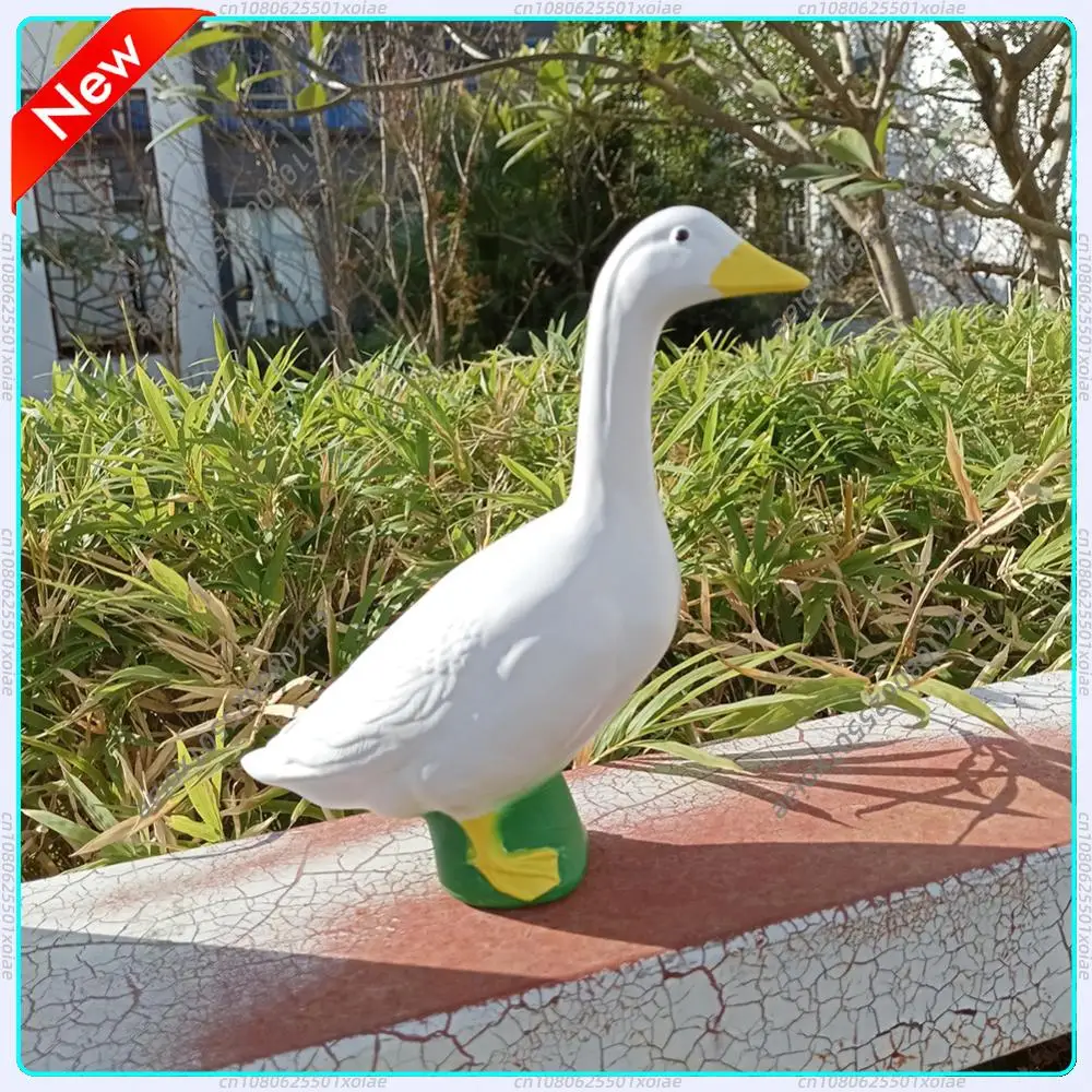 18cm Weiße Gänse-Statue aus Kunstharz, Gartenfigur, Deko für Zuhause, Teich, Schreibtisch, Kunstwerk aus Kunstharz