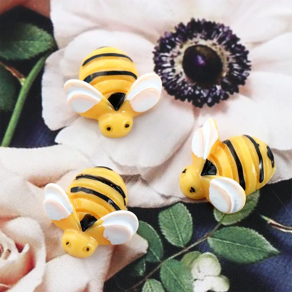 20Pcs/lot Kawaii Bee Miniature Figurines Animals Flatback Resin Cabochon DIY Embellishments for Scrapbooking Craft Supplies