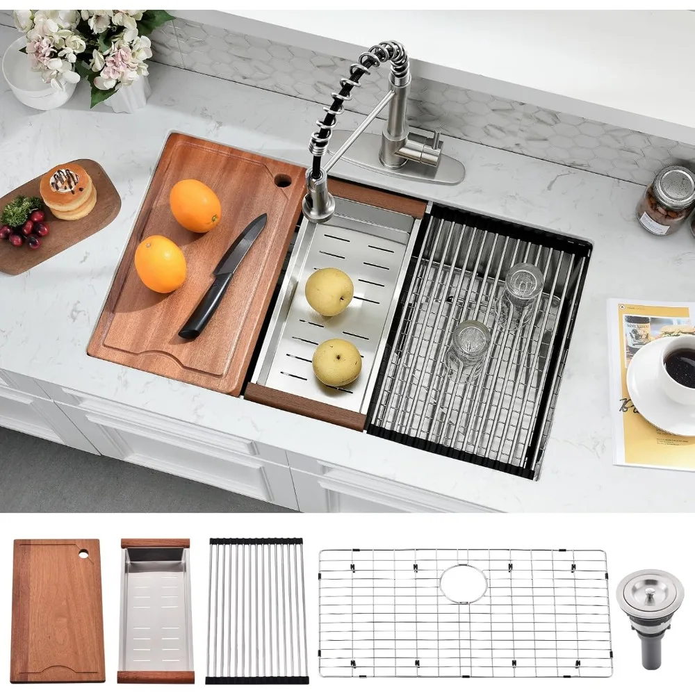 

Gauge Stainless Steel Kitchen Sink with Accessories, Heavy-Duty & Noise Reduction Design