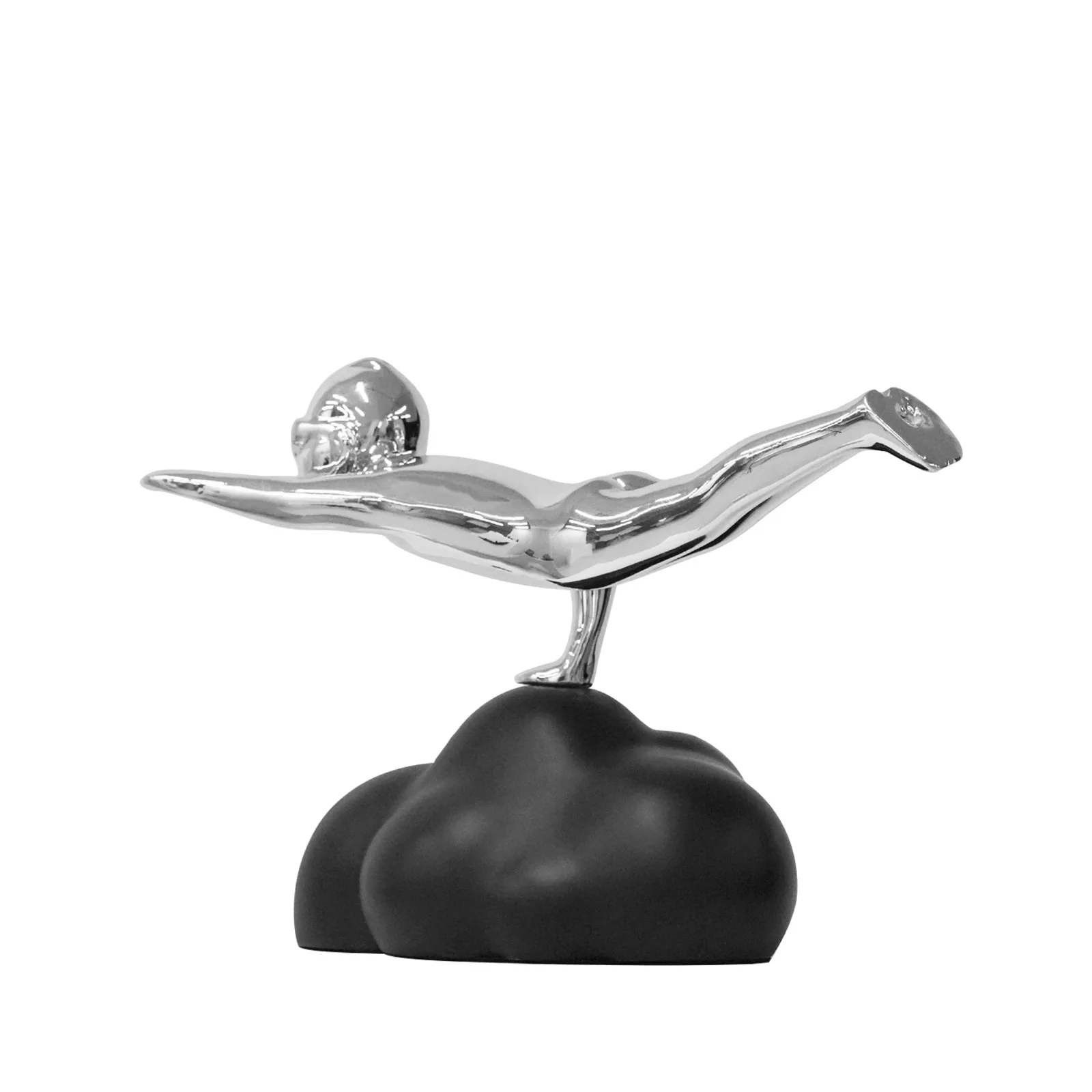 

Simple modern silver black resin fun cloud pilot sculpture, living room TV cabinet model room ornament