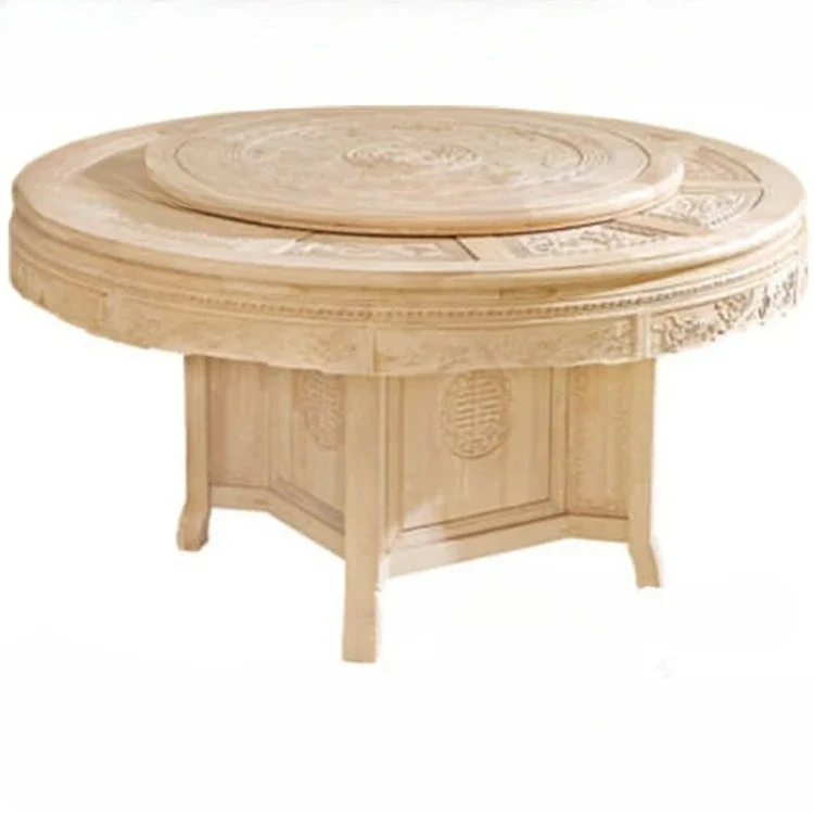 

Antique oak, carved round , white stubble, classical Chinese solid wood dining table