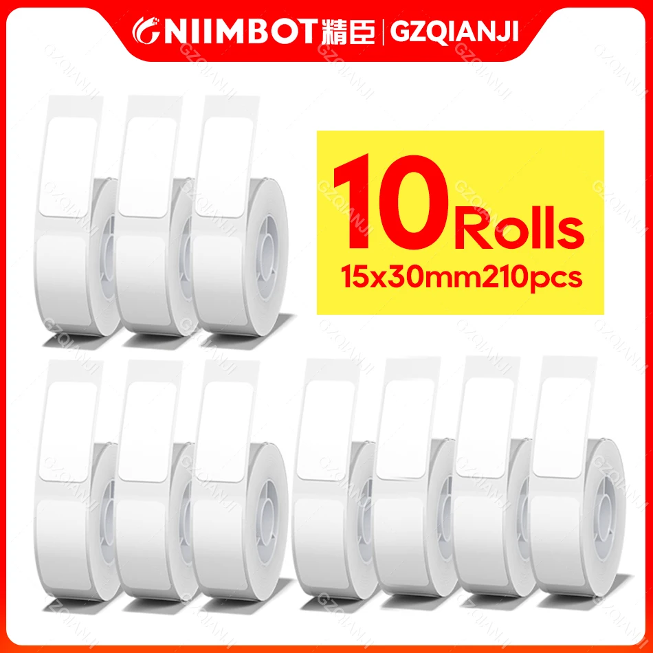 1-10 Rolls 15mm Niimbot D110 D11 Official Thermal Label Printer Paper Roll Hangul Bluetooth Label Sticker Pocket Barcode Printer