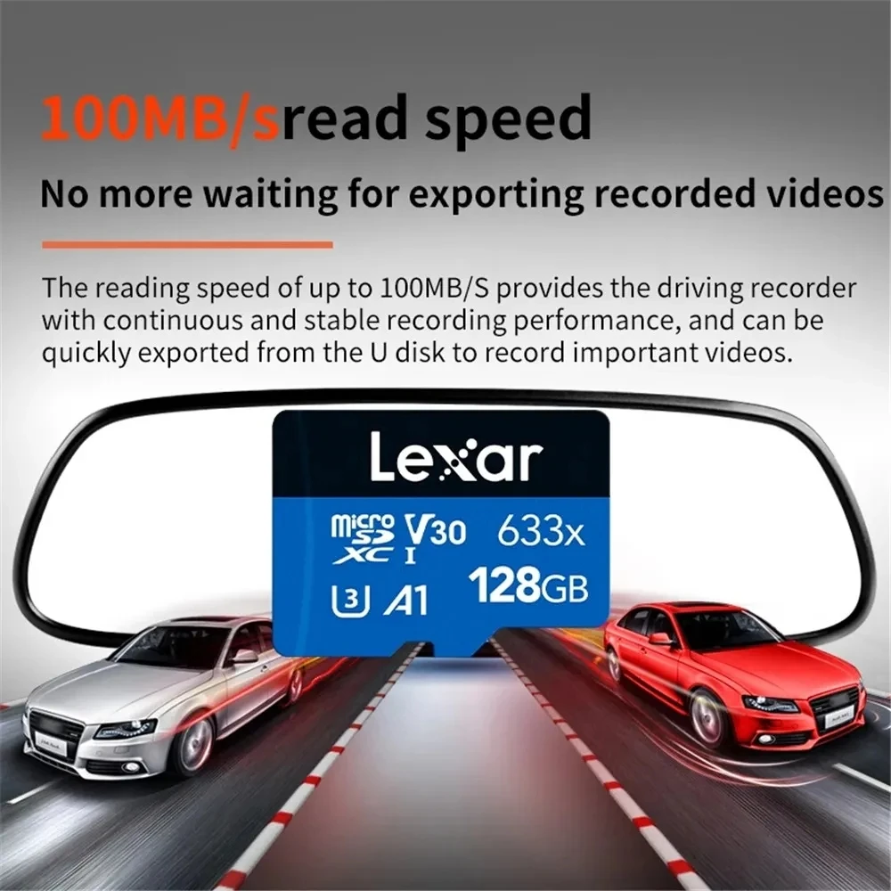 Lexar 633x Micro SD Card 64GB 128GB 256GB 512GB Memory Card U3 C10 4K UHD UHS-I MicroSD Trans Flash Card for Dashcam Phone Drone