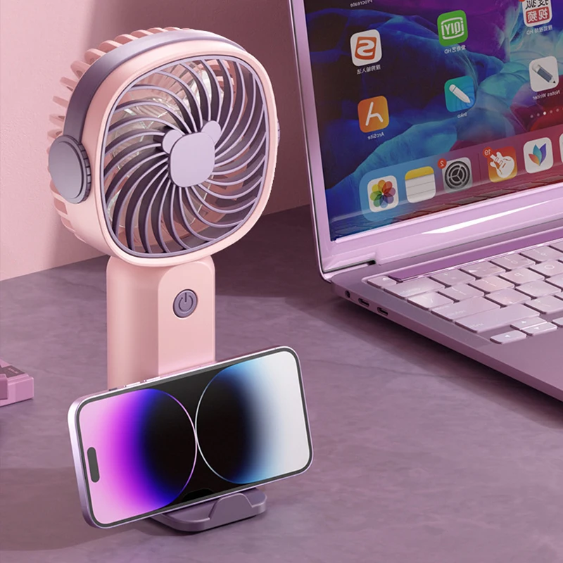 

Портативные мини-вентиляторы с быстрой зарядкой через USB и держателем для телефона, перезаряжаемый ручной воздушный охладитель для путешествий, офиса, студента