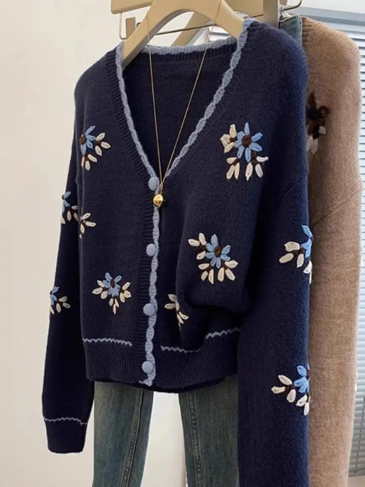 High-end 2025 outono e inverno novas roupas femininas moda reduzindo a idade cardigan de malha high-end wear topo