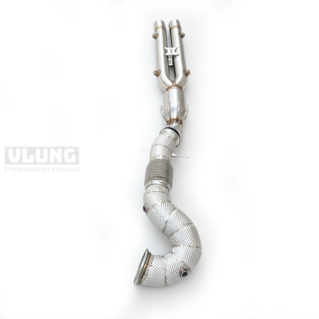 Performance Downpipe With Resonator & Heat Shield Fit Audi RS3 TTRS 8Y RSQ3 2.5T 2017-2026 High Flow Exhaust Pipe
