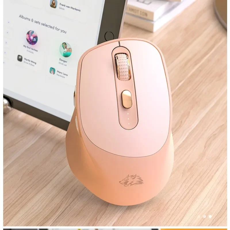 

X7 Wireless Mouse Pink/Business Grey Color Bluetooth Dual Mode Silent Design, Power Linght