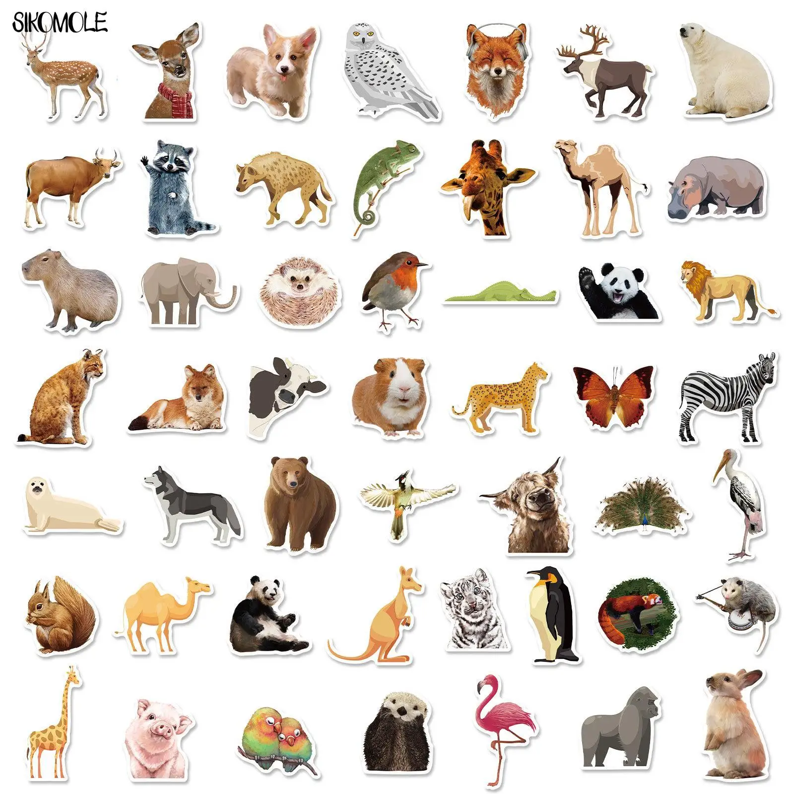 10/30/50Pcs Cartoon Zoo Wilde Dieren Stickers Kawaii Hond Varken Diy Kinderen Speelgoed Telefoon Skateboard Laptop decals Graffiti Sticker F5