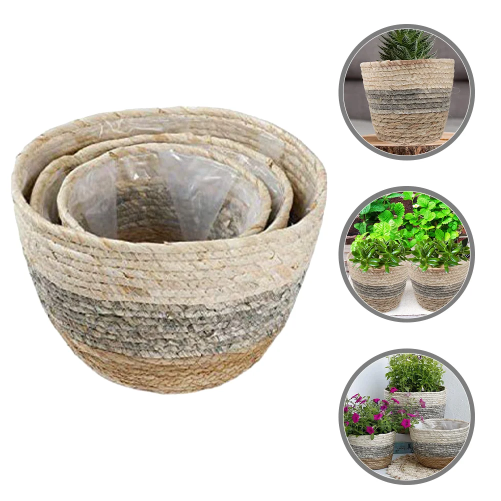 

3 Pcs Plant Basket Potted Yard Plants Storage Baskets for Flowers Grass Planter