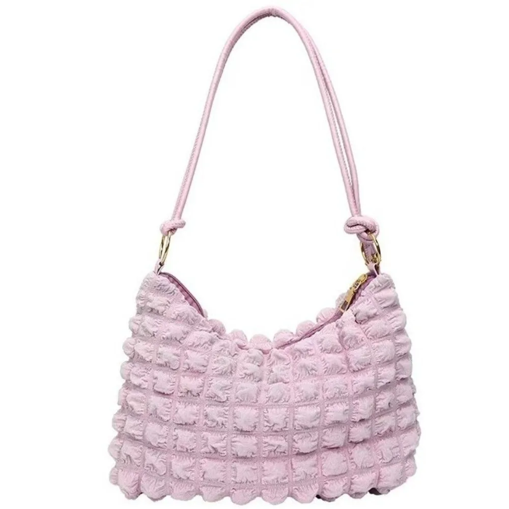 Simple Large Capacity Pleated Bubbles Bag Pleated Design Versatile Shoulder Bag Portable Underarm Style Cloud Handbag For Women