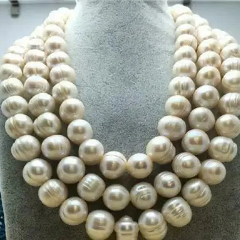 

50in Genuine Huge 11-12mm Natural White Baroque Pearl Necklace Free Shipping 11-12mm Fine Jewelry