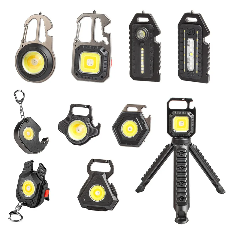 Mini LED COB Easy to Carry 800MA Lamps Flashlight Work Portable Emergency Distress  For Outdoor Camping Small Light Corkscrew