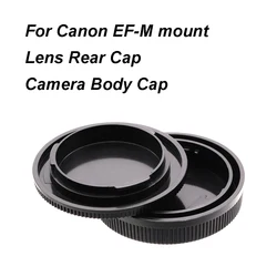 For Canon EOS EF-M EFM Lens Rear Cap or Camera Body Cap or Cap Set Plastic Black Lens Cap Cover Lid With Logo for M5 M6 M50 M200