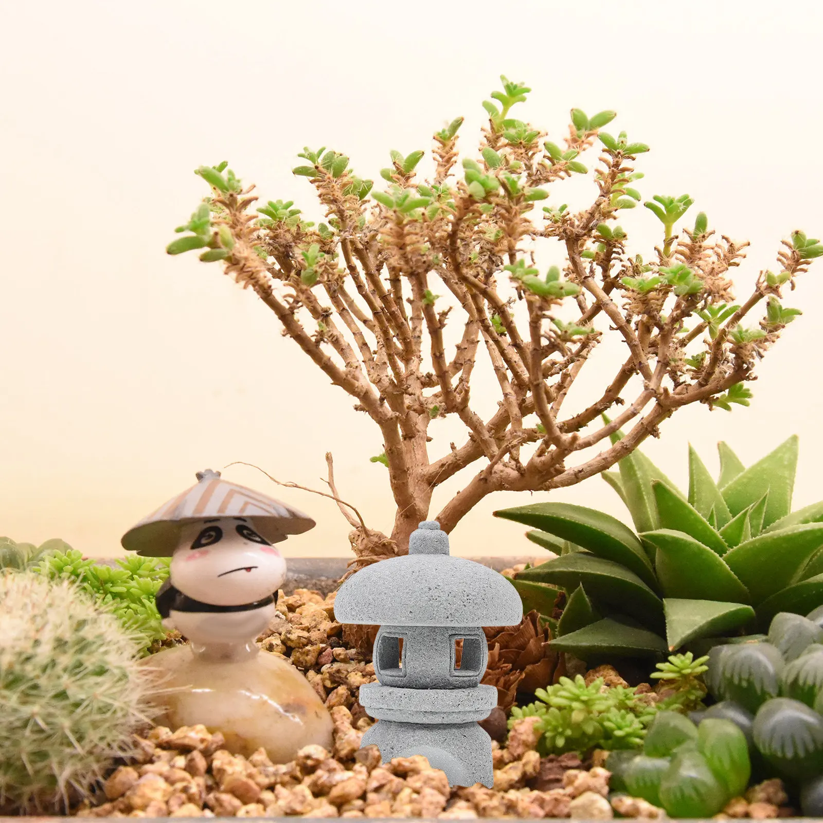 Mini Stone Pagoda Ornament for Garden Bonsai Tabletop Yard Decoration Pavilion Landscape Decor Small Garden Pagoda Statue Micro