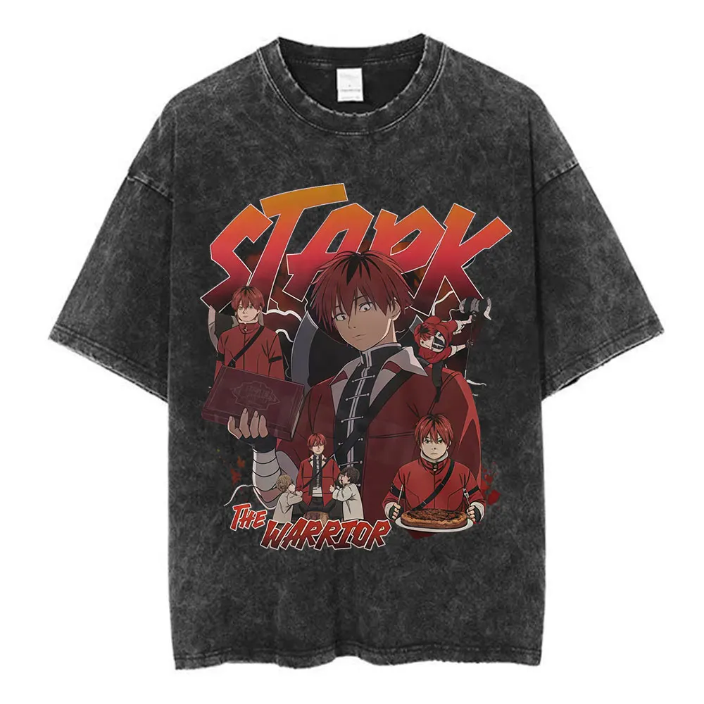 Anime Frieren: Beyond Journey's End Graphic Washed Vintage T-shirt Men's Women Fashion Short Sleeve Cotton Casual Loose T Shirts