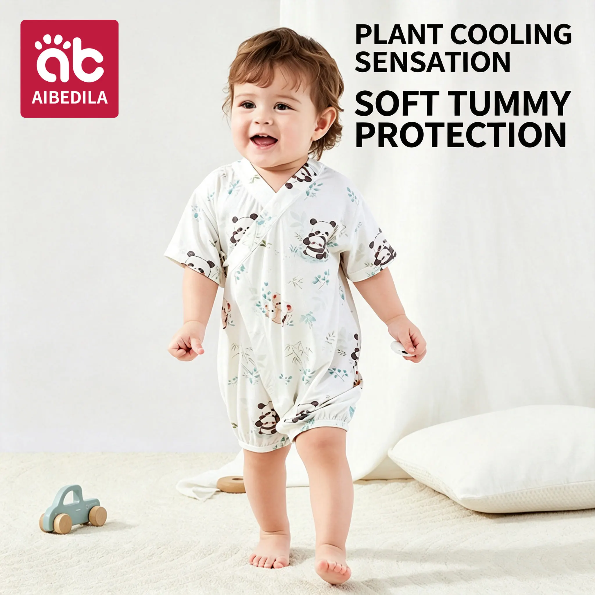 AIBEDILA EcoCosy Thin Baby Rompers Summer Breathable Newborn Sleepwear Air Conditioner Clothes 0-24M Boys Girls Infant Jumpsuit