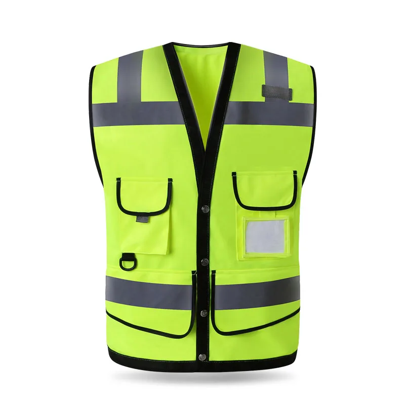 High Vis Safety Vest Fluorescent Yellow Gilet Construction Traffic Worker Workwear Logo Printing for Over 5 Pieces