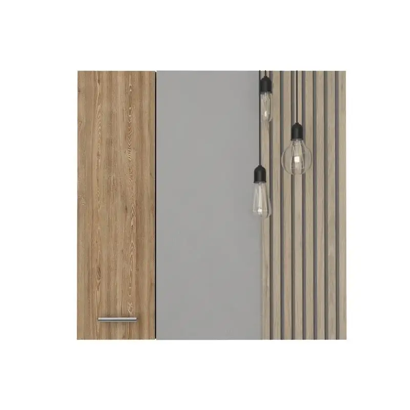 Armário de remédios de pinho com 4 prateleiras internas e porta única