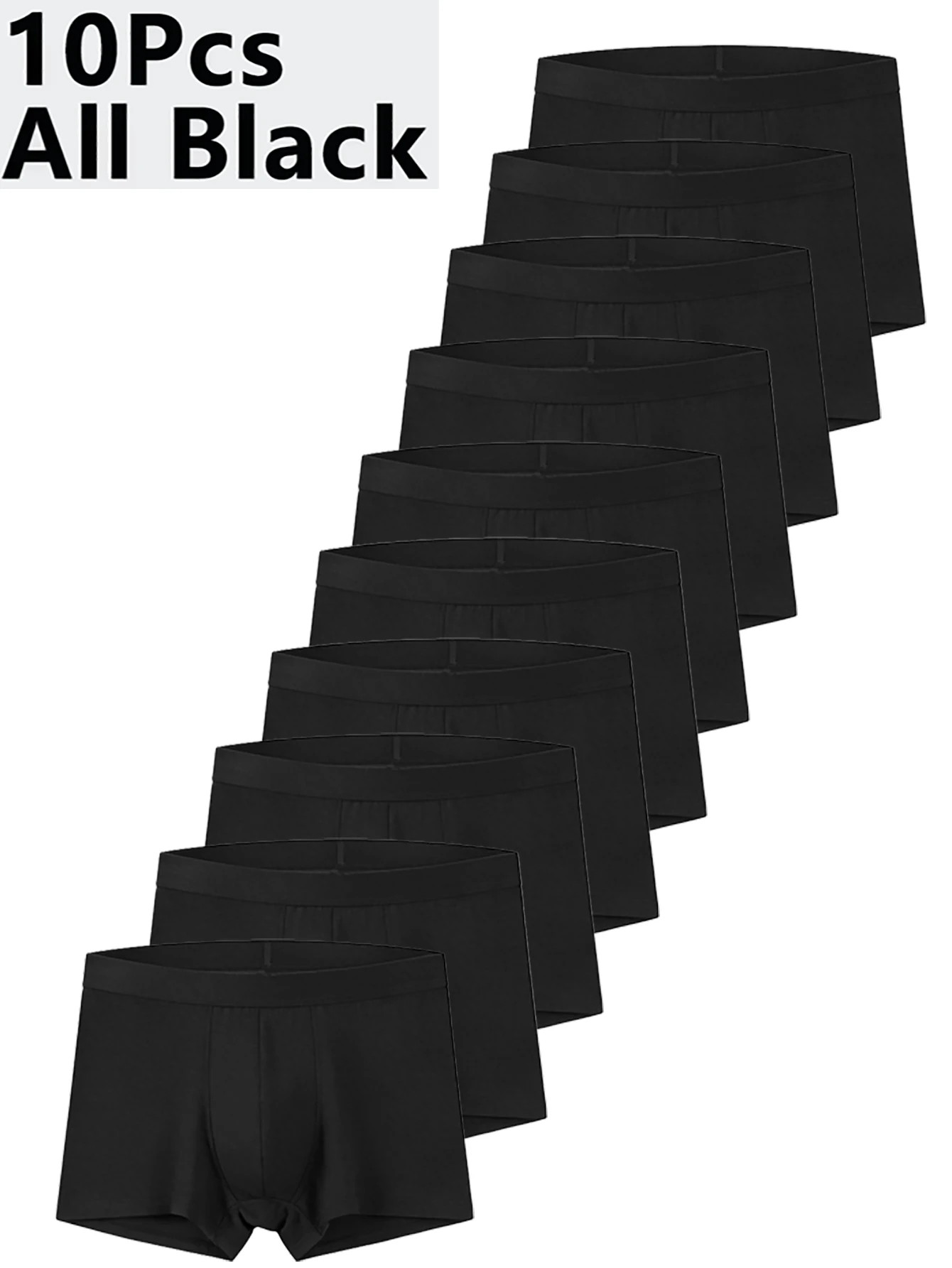 

10Pcs/Set Men's Underwear Black Color High Stretch Boxer Shorts Sexy Men Panties Plus Size L-4XL Breathable Soft Men Boxers