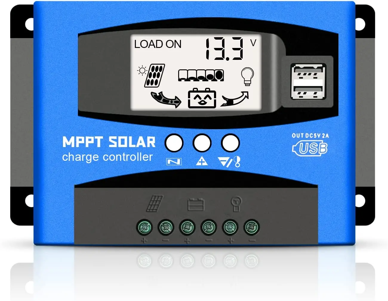 

MPPT 12v/24v current automatic focus tracking charging LCD dual USB solar regulator charge controller multiple load control