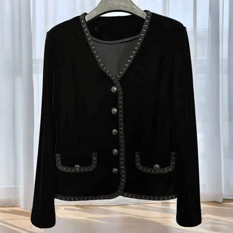 패셔너블 벨벳 자켓 탑 캐주얼 슬림핏 살살 감춰주는 프랑스풍 여성용 아우터