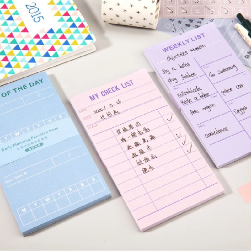 50 Sheets Daily Weekly Monthly Planner Notepad Time Scheduler Things To Do List Checklist Self-stick Memo Pads Sticky Notes