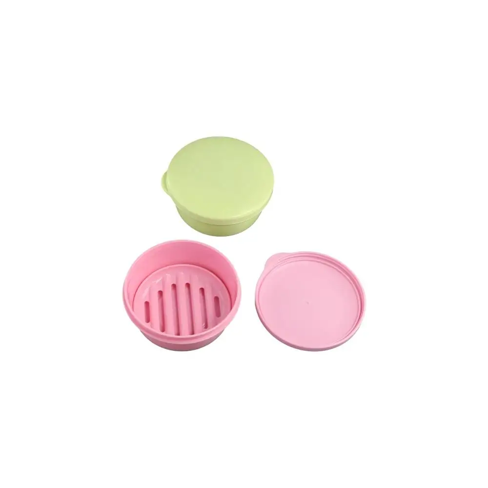 Bathroom Plastic Portable Soap Dish Round Leak-Proof Travel Soap Container Self Draining Soap Draining Rack Travel
