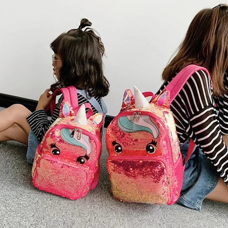 Mochila de unicornio con lentejuelas para niñas, bolso de gran capacidad, bolso de libros para niñas, bolso escolar para adolescentes y estudiantes, combina con todo