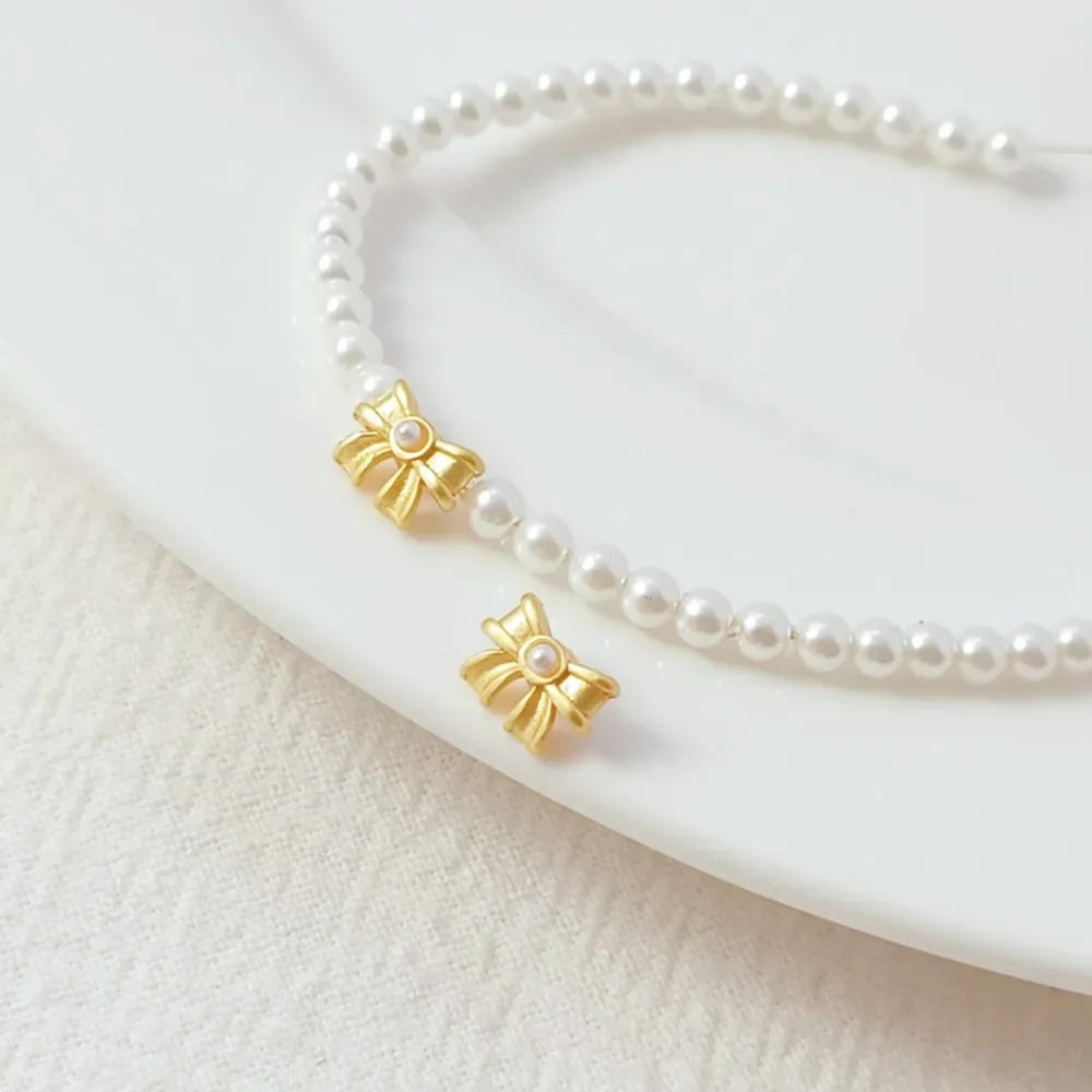 إكسسوار ذهبي قديم قوس صغير 14 قيراط، قلادة لؤلؤ لزجة، سوار مصنوع يدويًا، قلادة، مطرز ومتشابك #2