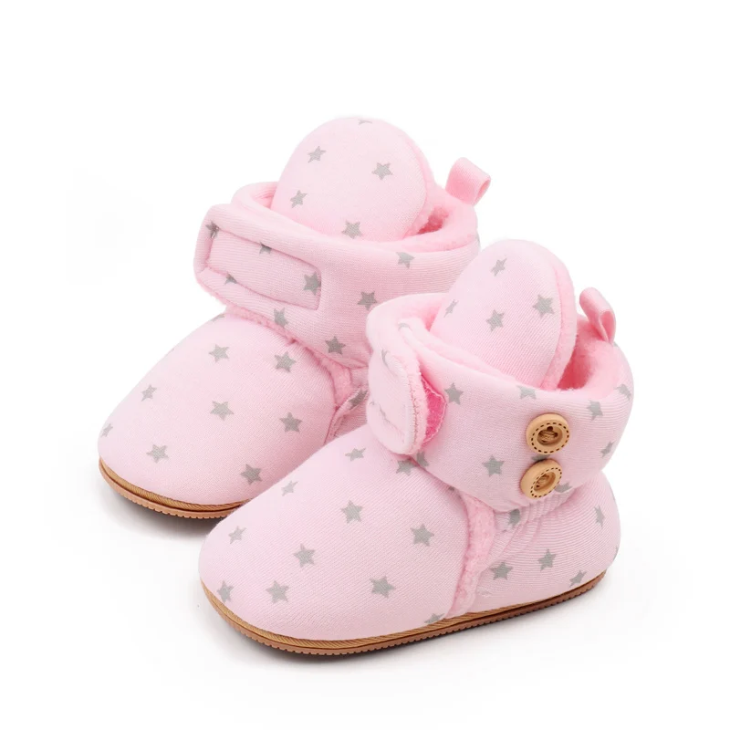 Newborn Baby Winter Boots Star Print Warm Cute Flats Casual Walking Shoes for Toddler Infant