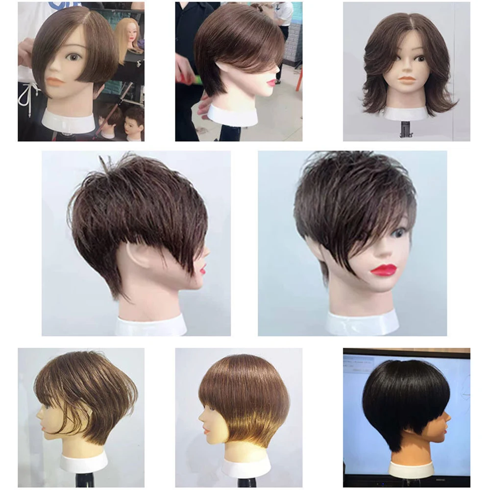 Female Mannequin Head With 100%Human Hair Hairdresser Cosmetology Training Head Can Be Dyed And Bleached Hairdressing Apprentice