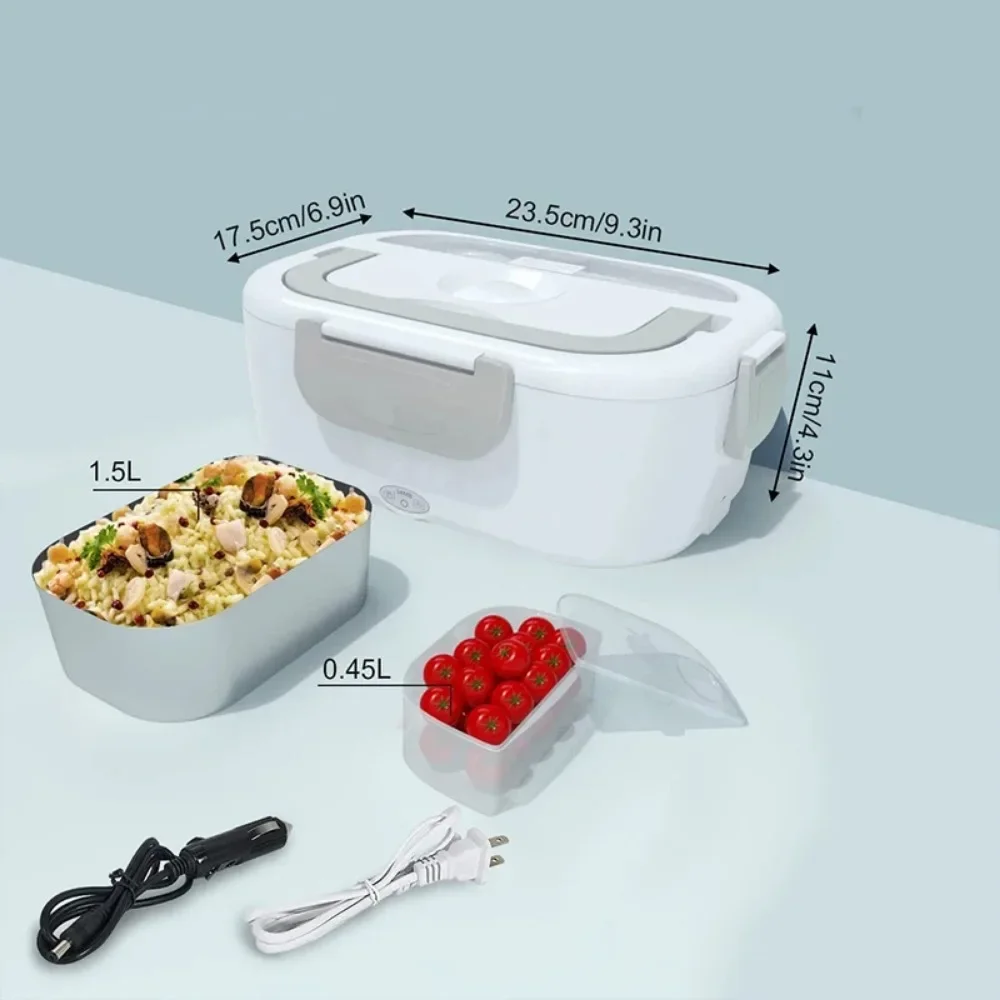 سخان صندوق الغداء الكهربائي 3 في 1 - تسخين سريع 12 فولت/24 فولت/110 فولت حاوية طعام محمولة للبالغين، سائقي الشاحنات وعمال المكاتب