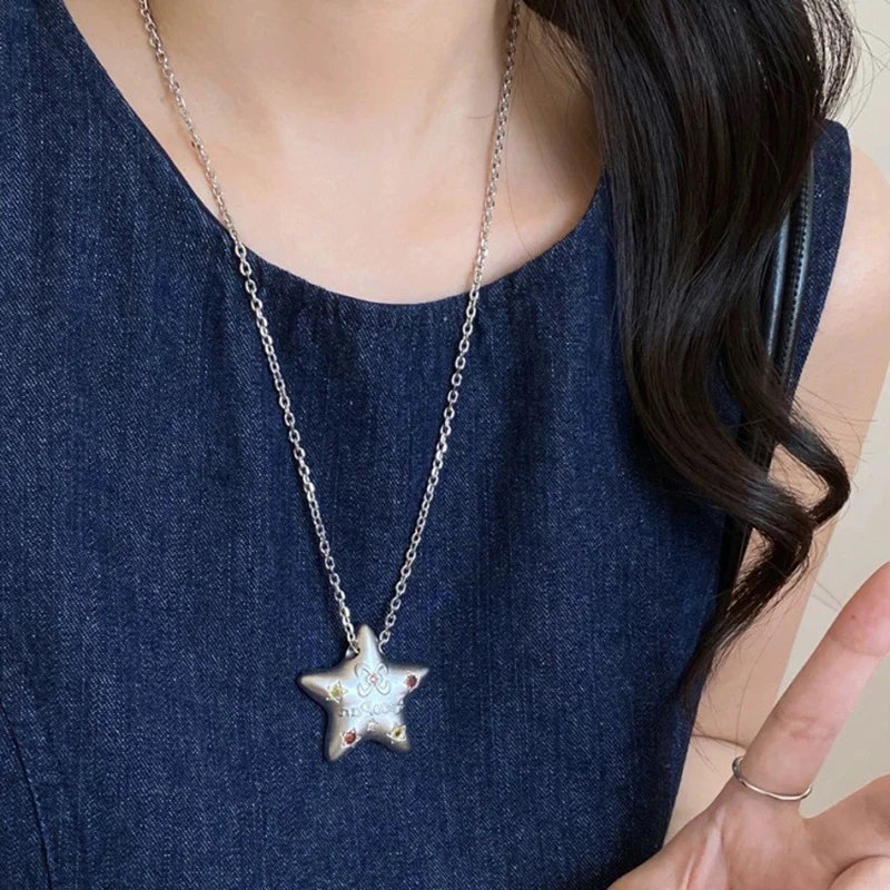 Star Pendant Necklace For Women Y2K Hip Hop Cool Hot Girls Chains Choker Korean Fashion Jewelry