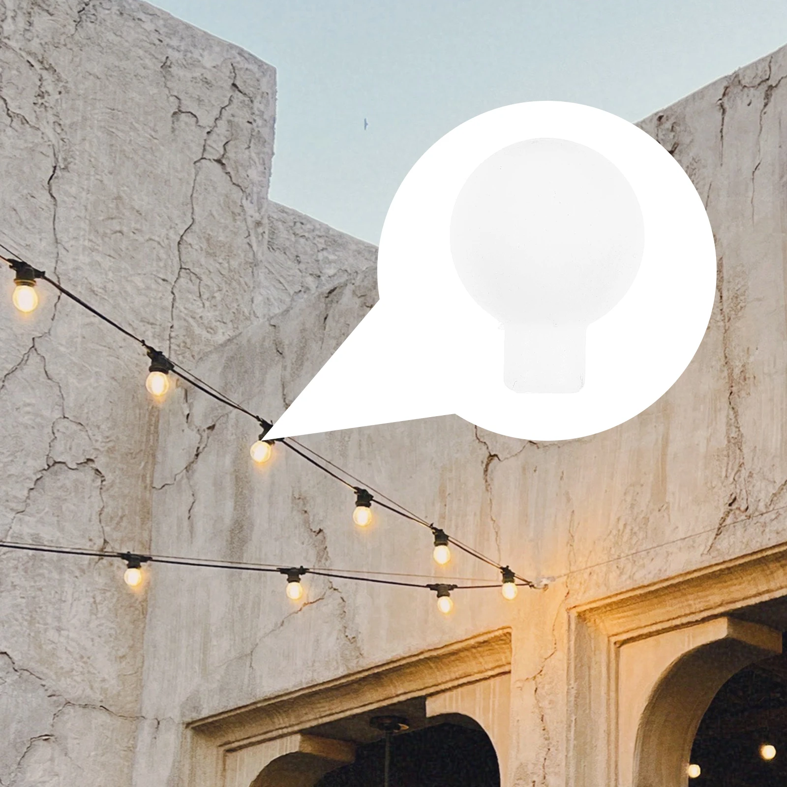 

100 Pcs LED Frosted Round Bead Lamp Shade Empty Plastic Pendant White Globe Bulb String Light Replacement Decor