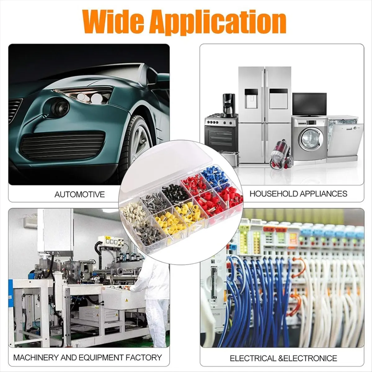 A64K 1400Pcs Wire Ferrule Connectors Kit 22-8 Gauge Premium Copper Ferrule Terminals Nylon Insulated Pin Cord End Connectors