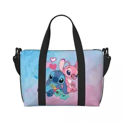 Custom Stitch Angel Tote Bag Women Large Capacity Disney Anime Gym Beach Shoulder Travel Bag